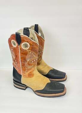 Unbranded Traditional Mexican Rodeo Square Toe Cowboy Boots, Leather Men’sSz 8.5